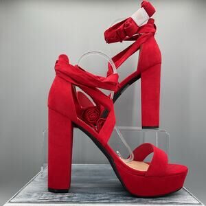 NEW Dream Pairs Women’s Chunky Platform Heels Red Size 10